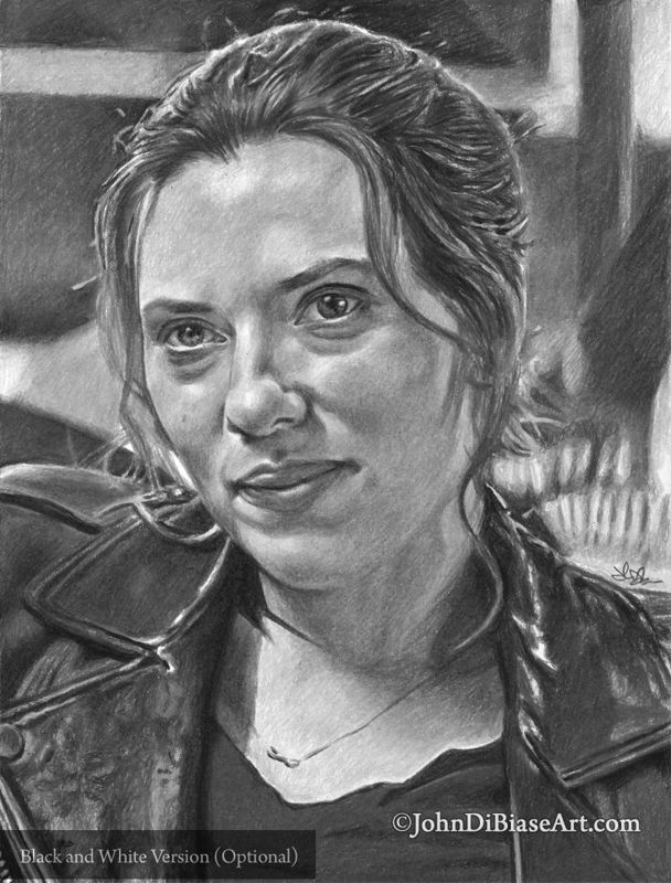 Natasha (Scarlett Johansson) in "Black Widow" Colored Pencil Drawing Print (Commission) 8.5 x 11