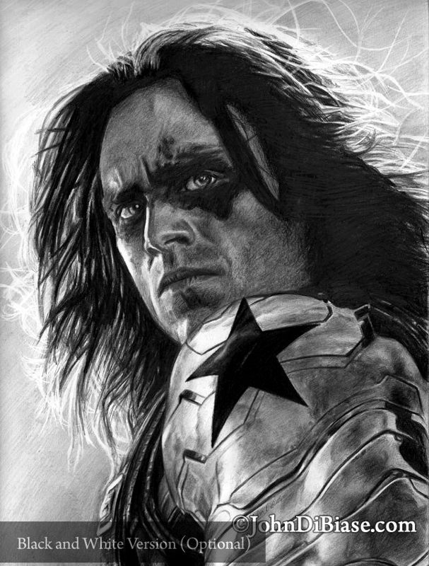 The Winter Soldier (Sebastian Stan) from Captain America: The Winter Soldier Drawing Print 8.5 x 11