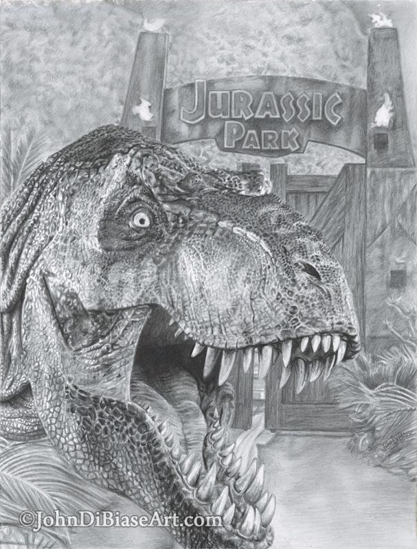 T-Rex from Jurassic Park / Jurassic World Drawing Print