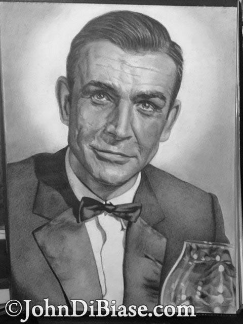 Original Drawing of Sean Connery as James Bond (NOT a print)