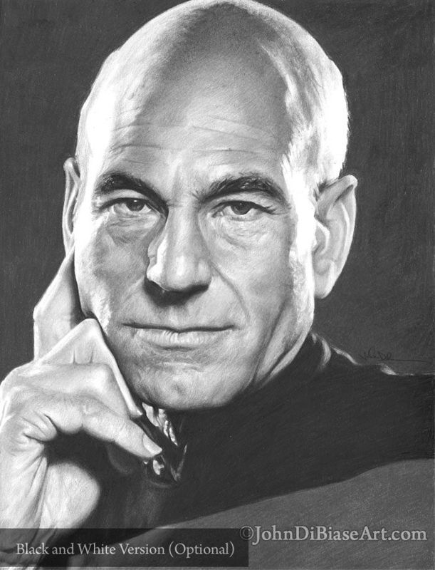 Jean Luc Picard Colored Pencil Drawing Print