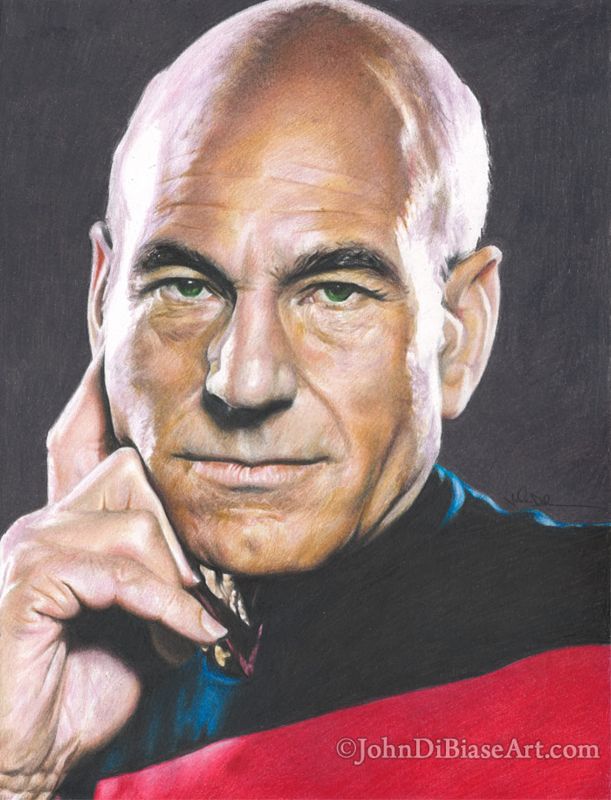 Jean Luc Picard Colored Pencil Drawing Print