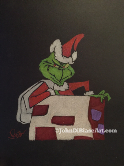 Original Colored Pencil Drawing of The Grinch (NOT a print)