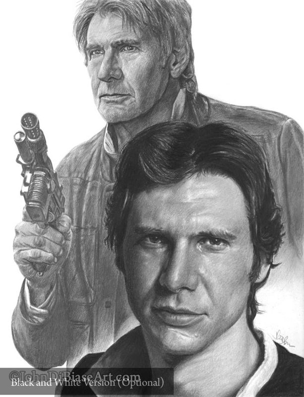 Harrison Ford as Han Solo in Star Wars (8.5 x 11) Colored Pencil Drawing Print