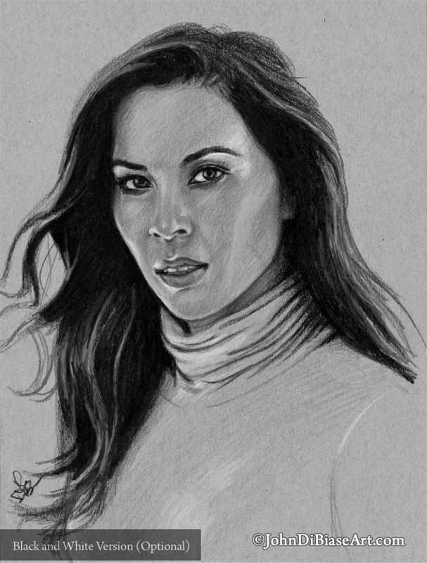 Olivia Munn Colored Pencil Drawing Print (8.5" x 11")