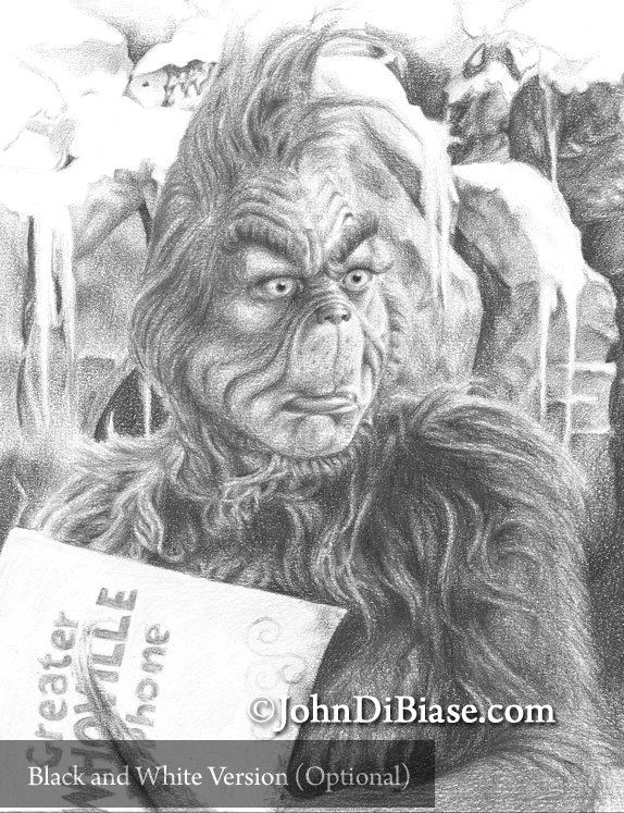 Grinch (Jim Carrey) Colored Pencil Drawing Print