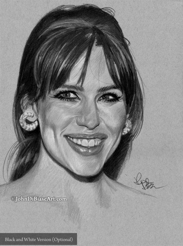 Jennifer Garner Toned Tan Drawing Print 8.5 x 11