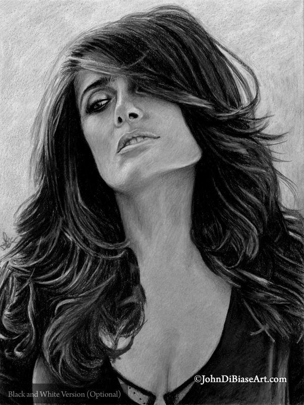 Salma Hayek Toned Tan Drawing Print 8.5 x 11