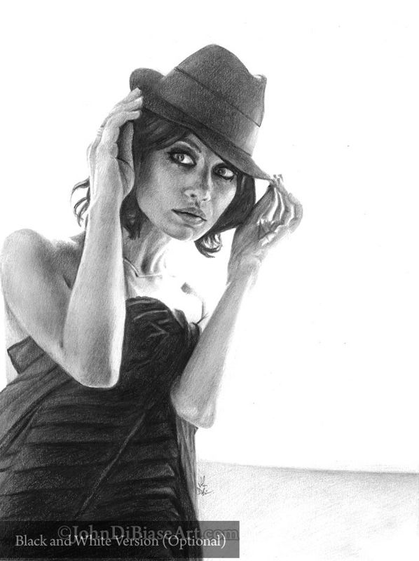 Olga Kurylenko (Hat) Drawing Print (Quantum of Solace, Oblivion) 8.5 x 11