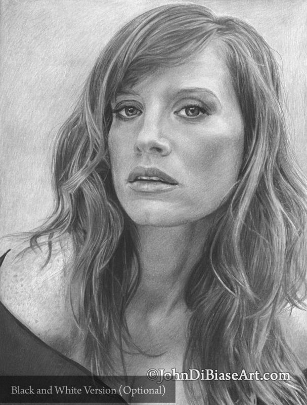 Jessica Chastain Colored Pencil Drawing Print (8.5 x 11)
