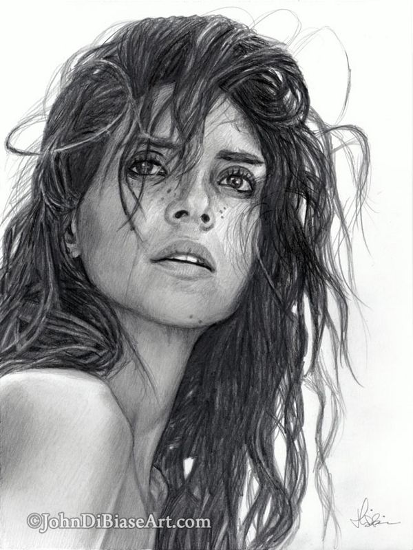 Adria Arjona Original Graphite Portrait Drawing  (NOT a print) 9x12