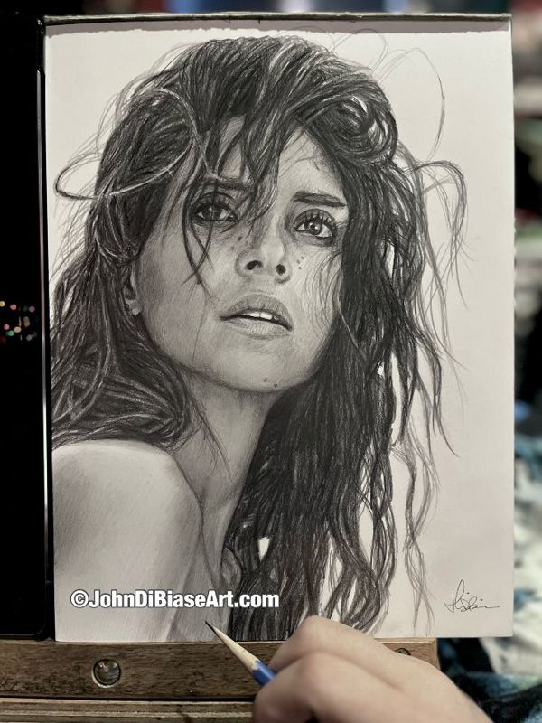 Adria Arjona Original Graphite Portrait Drawing  (NOT a print) 9x12