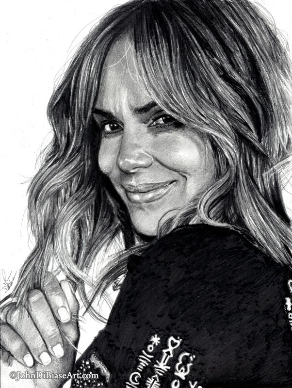 Halle Berry Original Graphite Portrait Drawing (NOT a print) 9x12
