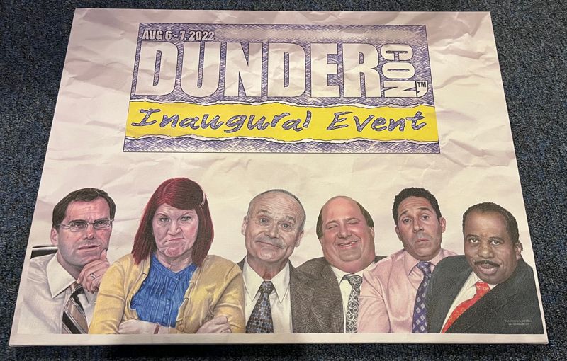 Ultra Rare "The Office" DunderCon 2022 Promotional Poster Printed on Canvas 18 x 24 - David Wallace, Oscar Martinez, Meredith Palmer, Kevin Malone, Creed Bratton, Stanley Hudson