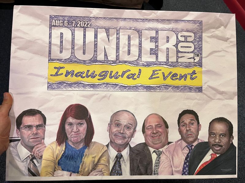 Ultra Rare "The Office" DunderCon 2022 Promotional Poster Printed on Canvas 18 x 24 - David Wallace, Oscar Martinez, Meredith Palmer, Kevin Malone, Creed Bratton, Stanley Hudson
