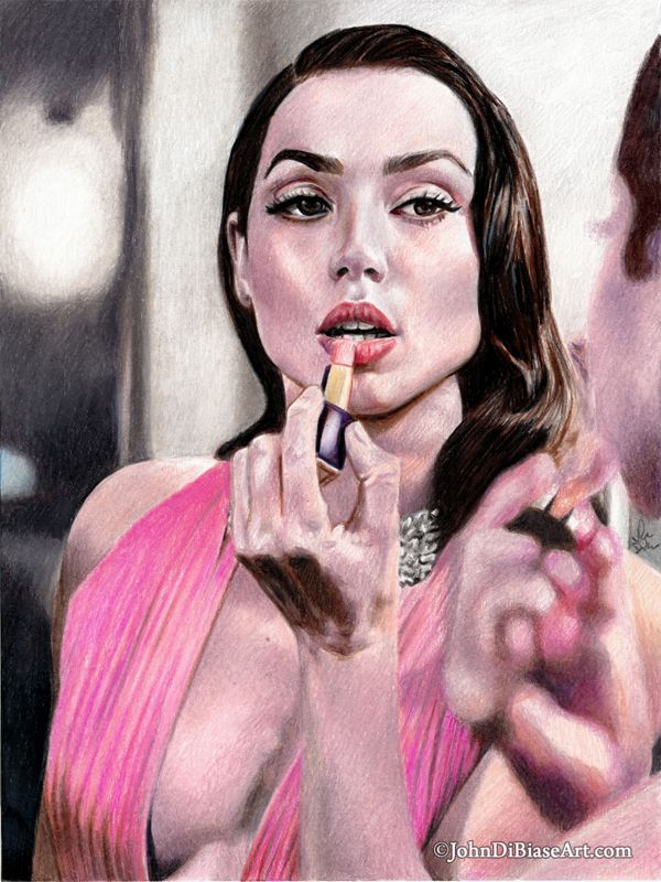 Ana De Armas "Mirror" Original Colored Pencil Drawing (NOT a print)