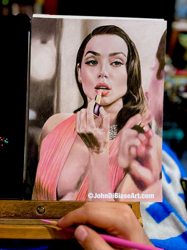 Ana De Armas "Mirror" Original Colored Pencil Drawing (NOT a print)