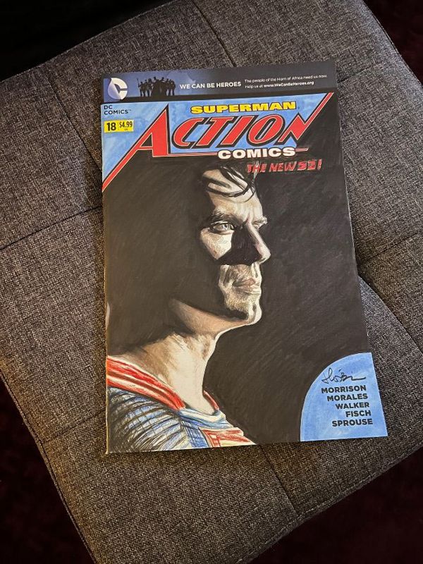 Original Action Comics #18 Comic Book Sketch Cover feat. Henry Cavill as Superman