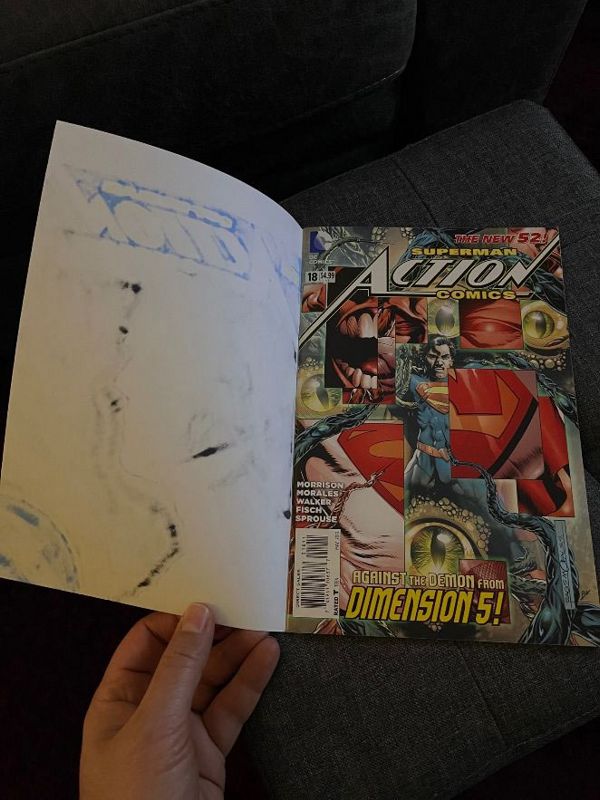 Original Action Comics #18 Comic Book Sketch Cover feat. Henry Cavill as Superman