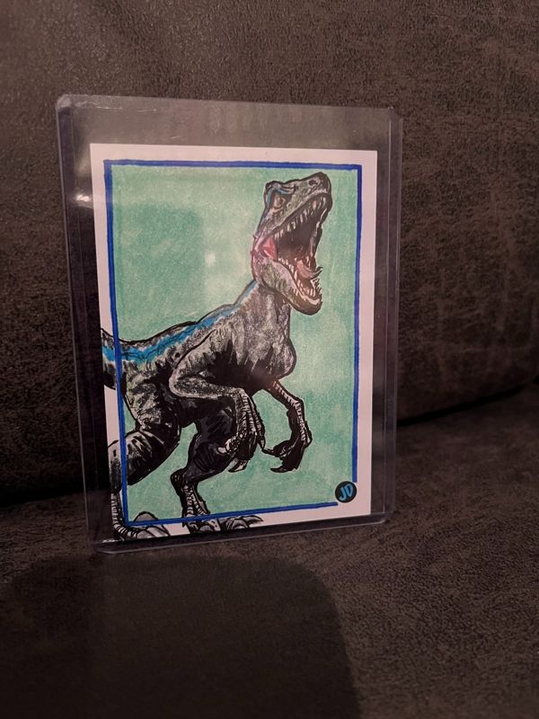 Original Blue the Raptor Jurassic World Sketch Trading Card - JD Card No. 50