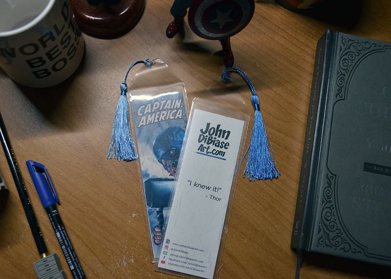 Captain America with Mjolnir (Chris Evans) 7.75 x 2.30 Bookmark with Tassel