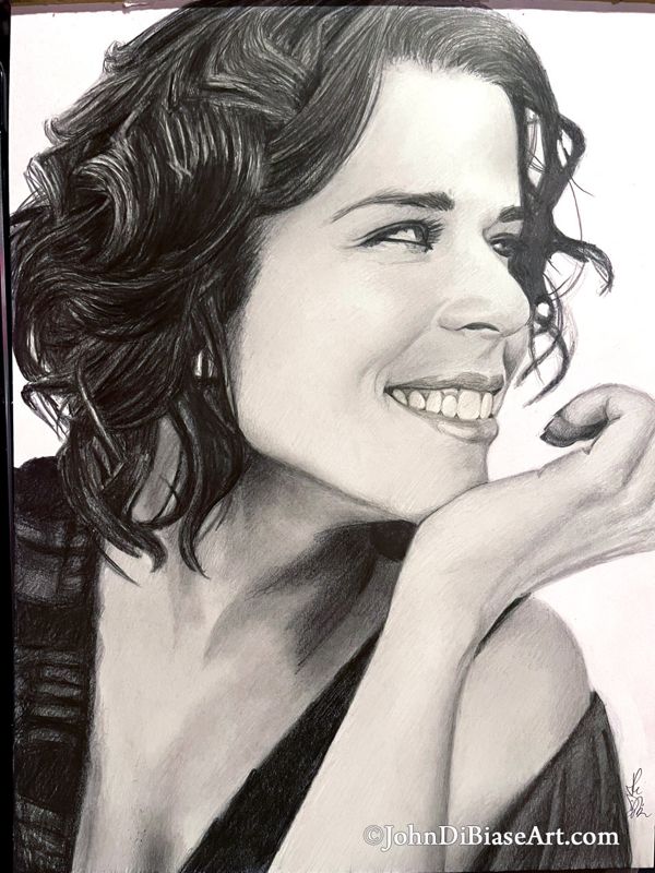 ORIGINAL Pencil Drawing of Neve Campbell (9 x 12) - NOT A PRINT