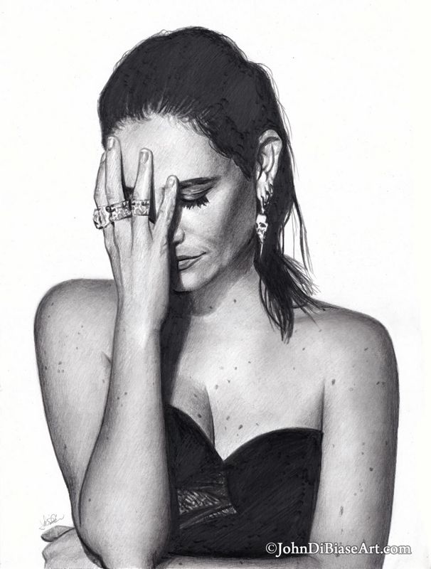 Eva Green (2024) Black & White Drawing Print 8.5 x 11