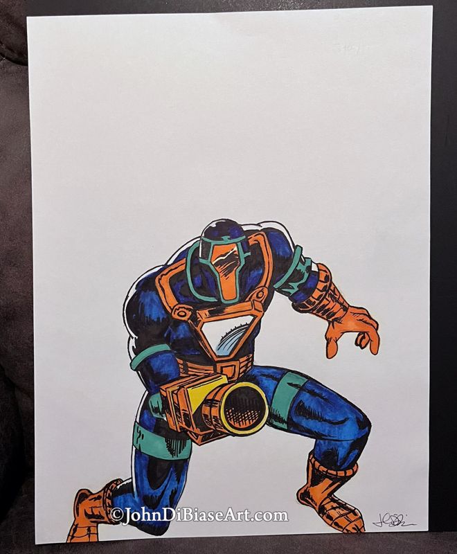 G.I. Joe Cobra B.A.T. (Orange) ORIGINAL Marker Drawing 8.5 x 11 -- From the Sketchbook