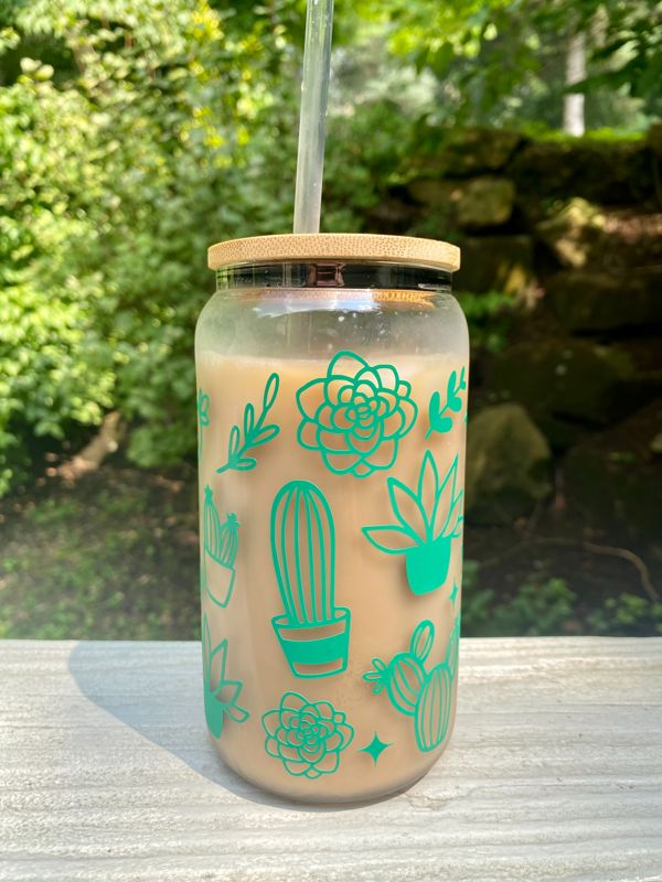 Succulents Glass Beer Can