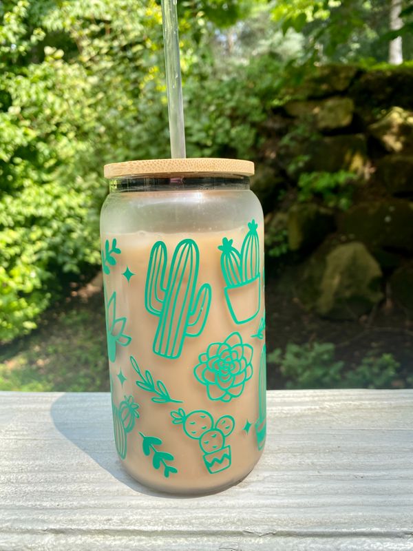 Succulents Glass Beer Can