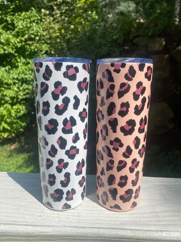 Blush Leopard Skinny Tumbler