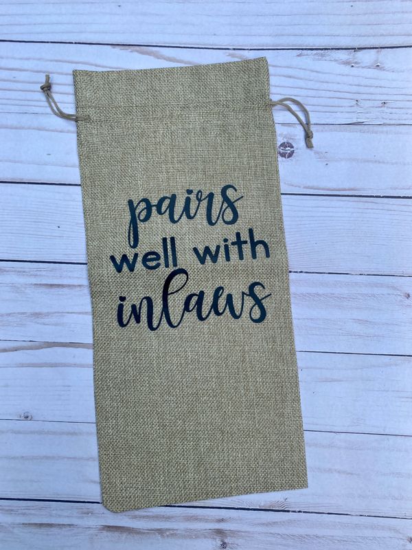 Pairs Well with Inlaws Wine Bag