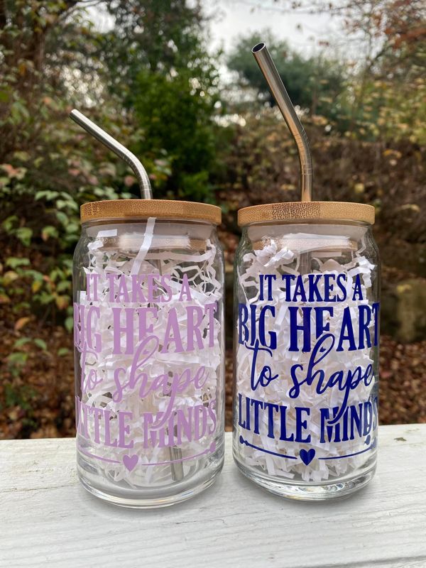 Big Heart to Shape Little Minds 16oz. Glass Beer Can