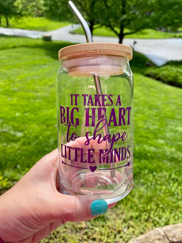 Big Heart to Shape Little Minds 16oz. Glass Beer Can