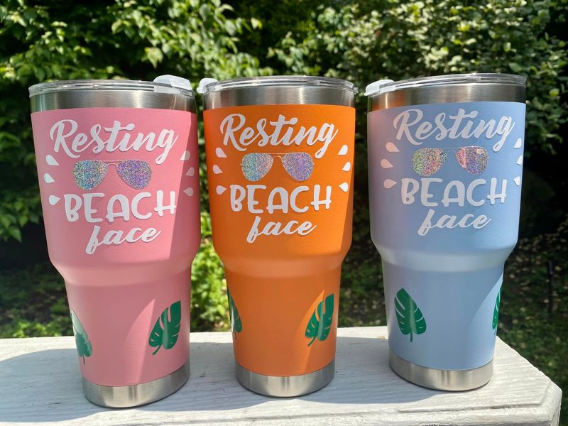 Resting Beach Face Insulated Tumbler with Lid