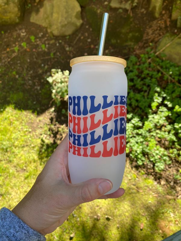 Wavy Phillies Frosted Glass Beer Can