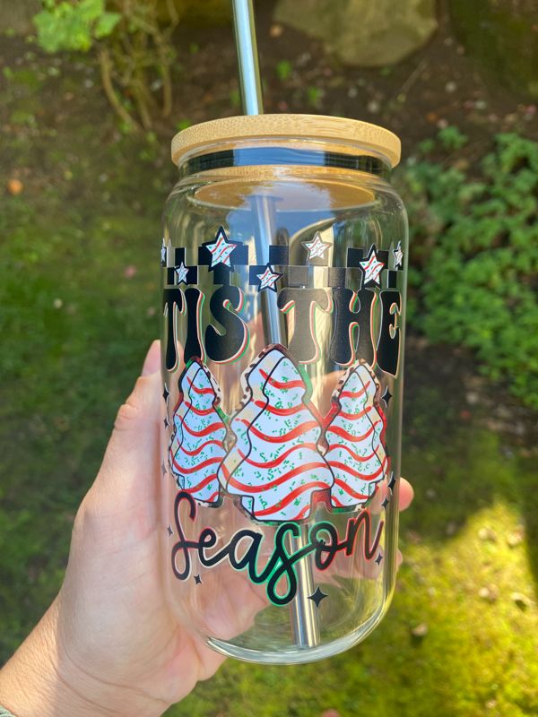 Tis the Season Glass Beer Can