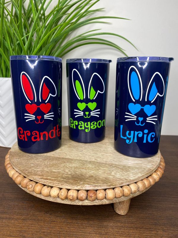 Easter Bunny Kids Skinny 12oz Tumbler with lid and straw