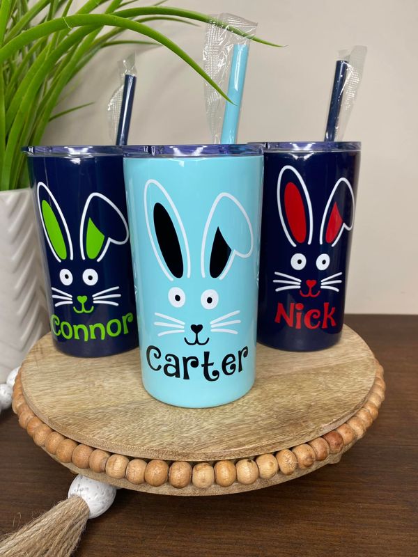 Easter Bunny Kids Skinny 12oz Tumbler with lid and straw