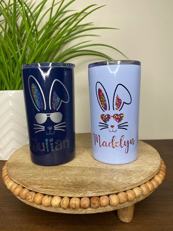 Easter Bunny Kids Skinny 12oz Tumbler with lid and straw
