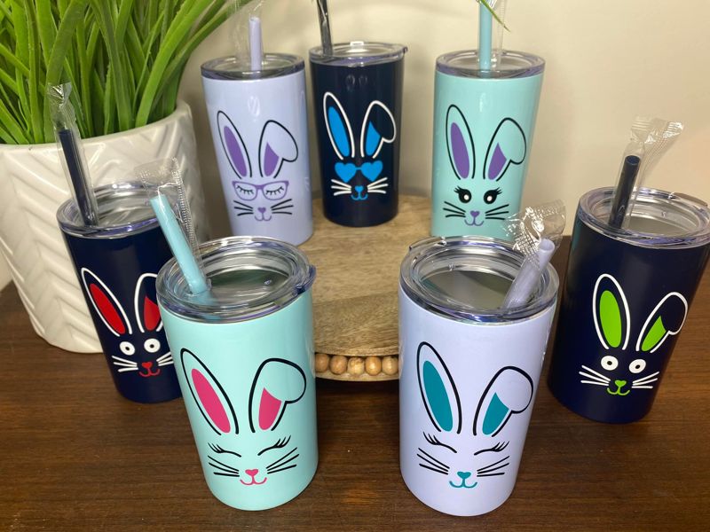 Easter Bunny Kids Skinny 12oz Tumbler with lid and straw