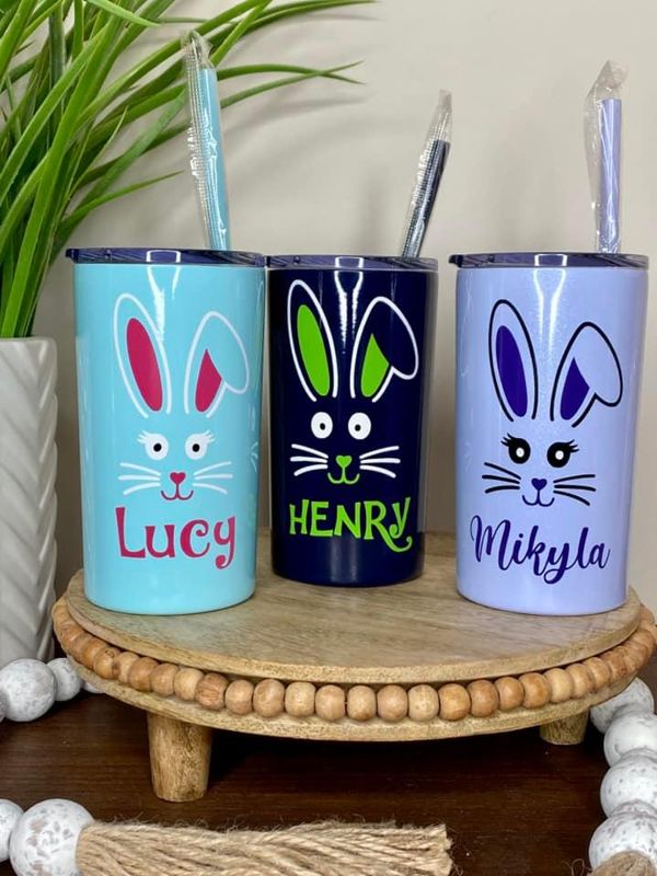 Easter Bunny Kids Skinny 12oz Tumbler with lid and straw