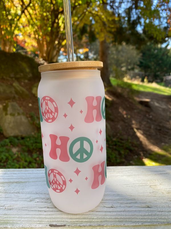Hippie HO HO HO Glass Beer Can