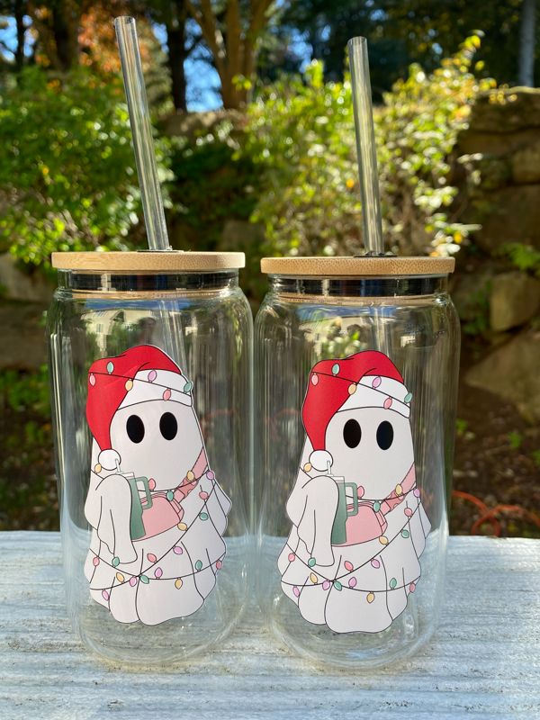 Bougie X-Mas Ghost Glass Beer Can