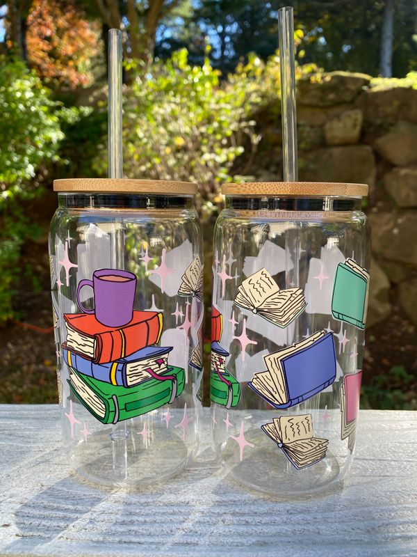 Coffee & Book Lover Glass Beer Can