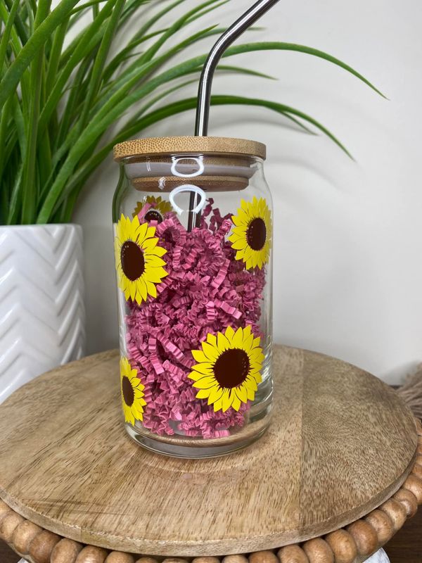 Sunflower 16oz. Glass Beer Can