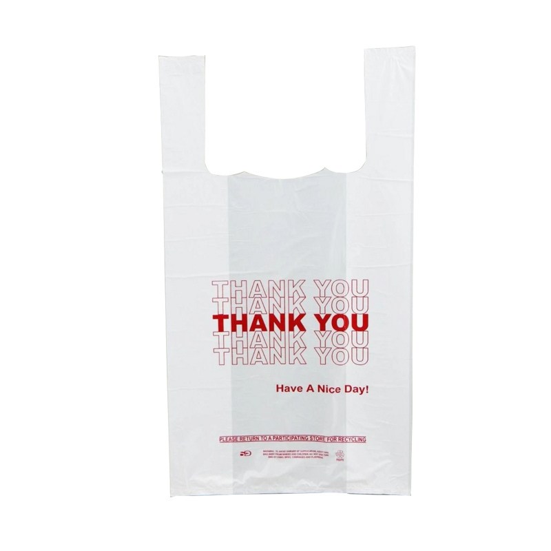 1000/cs 1/8 BBL ( 10x5x18 ) Economy "Thank You" White T-Shirt Bag