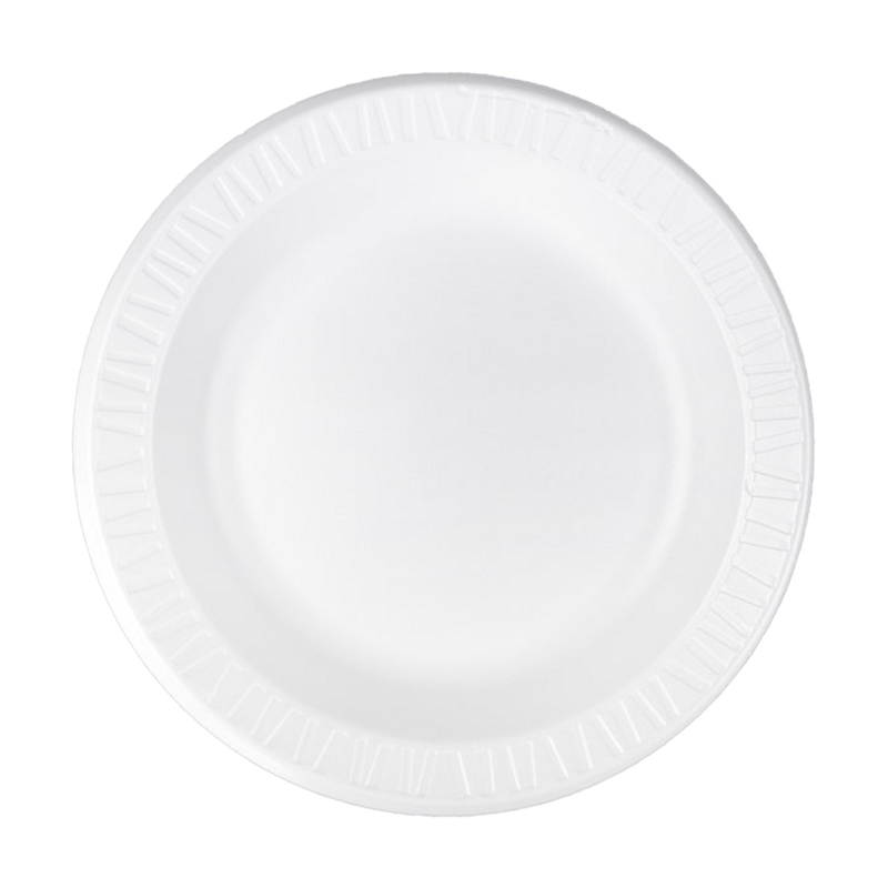 4/125 10.25" Dart Non Laminated White Foam Plates