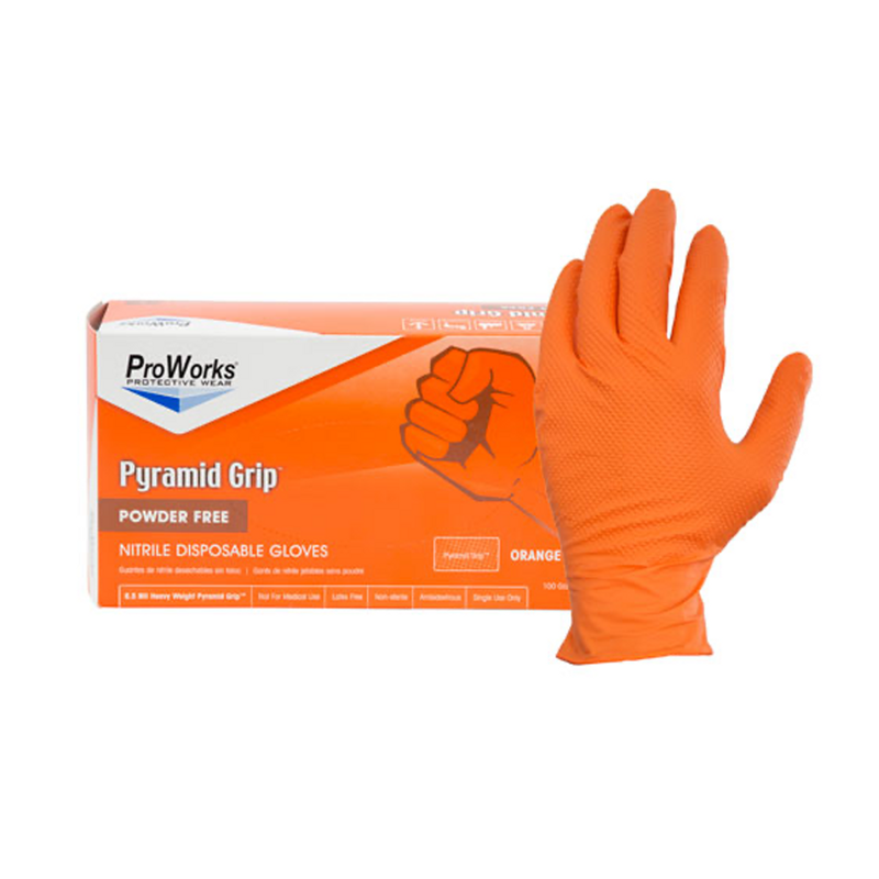 Orange Pyramid Grip Nitrle Gloves 9 mil XL