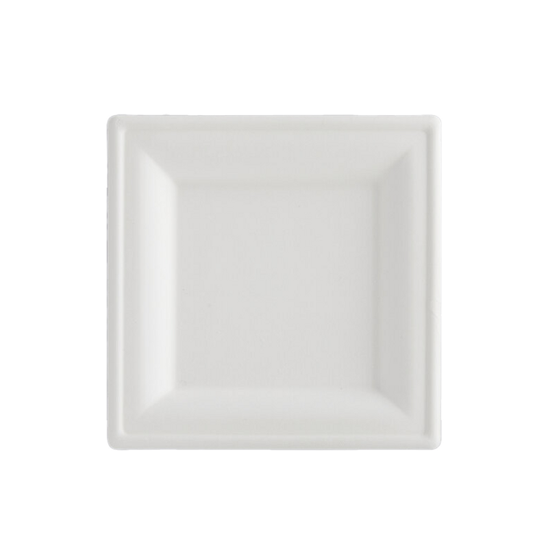 Compostable Sugarcane 6" x 6" Square Plate - 400/Case